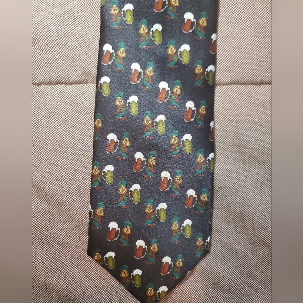 Irish Leprechauns & Beer Romario Manzini Tie St.Patricks Day Navy Blue
